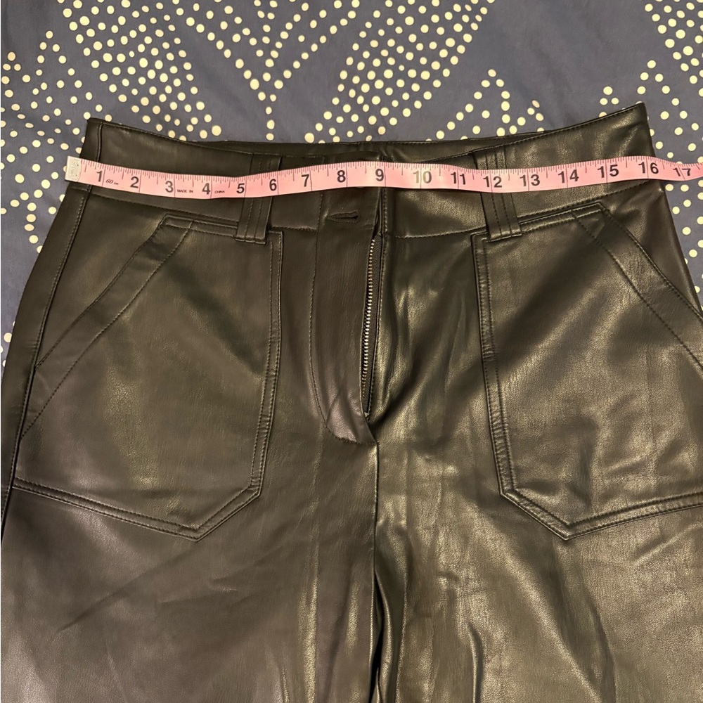 Anthropologie Maeve Naomi Wide Leg Black Faux Leather Pants EUC Size 8 - Picture 8 of 9